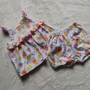 Cute 2 Piece Summer Top & Shorts Set | Rainbow Ruffles | 24M